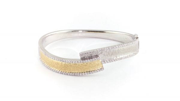 Two tone 14K yellow and white gold diamond bracelet.