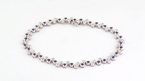 Sapphire and diamond bracelet in 14K white gold.