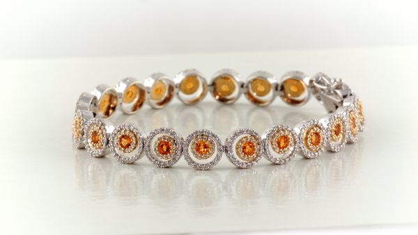 Diamond and citrine bracelet in 14K white gold.
