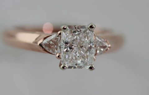 Custom designed 14K rose gold diamond engagement ring