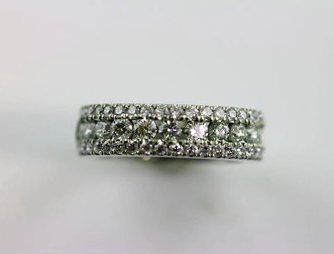 Custom designed wedding band with 2 ¾ ctw of diamonds from Barbara Oliver Jewelry