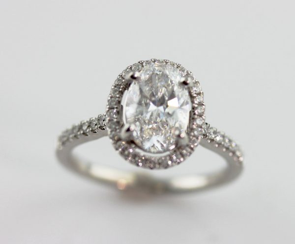 diamond engagement ring at Lake Como proposal in white gold from Barbara Oliver Jewelry 