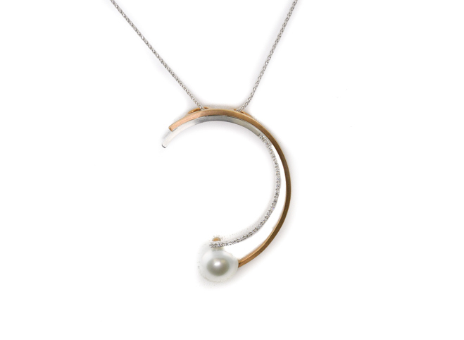 South sea pearl pendant in 14K white and rose gold