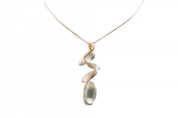 Pendant in 18K white and rose gold with diamonds
